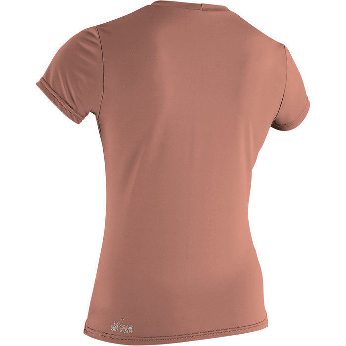 2023 O'Neill Womens Basic Skins Short Sleeve Sun Rash Tee 3547 - Light Grapefruit